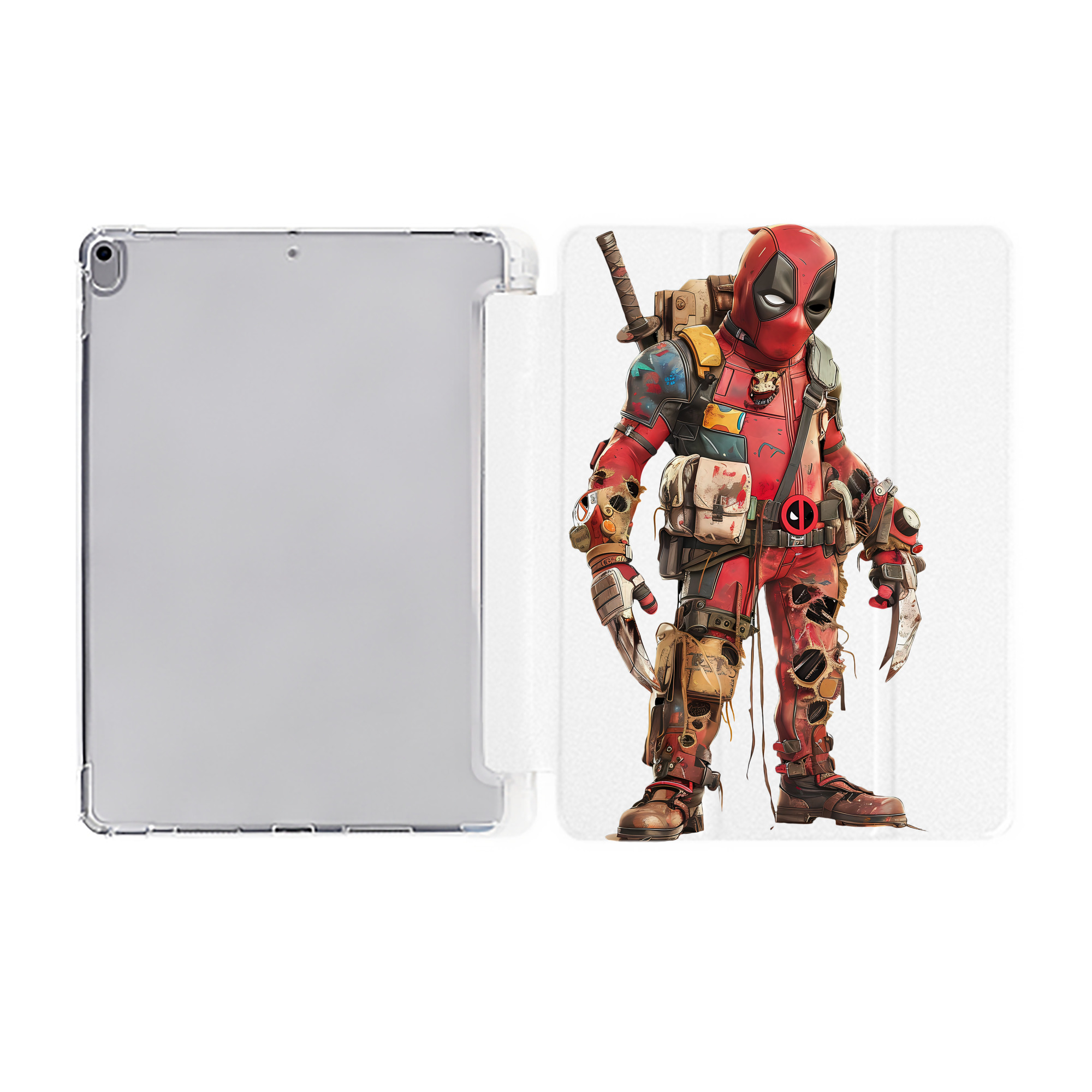 （画像用） Deadpool デッドプール IPad ケース ペン収納付き 三つ折りスタンド PUレザー×シリコン 対応機種9.5/10.5/10.9インチ